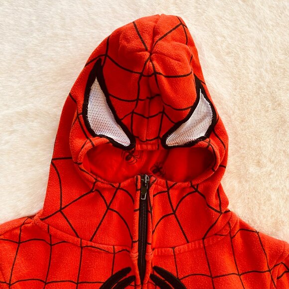 Spiderman Hooded Zip-Up Sweatshirt Hooded Mask boy's size 5/6 Marvel - Picture 2 of 10